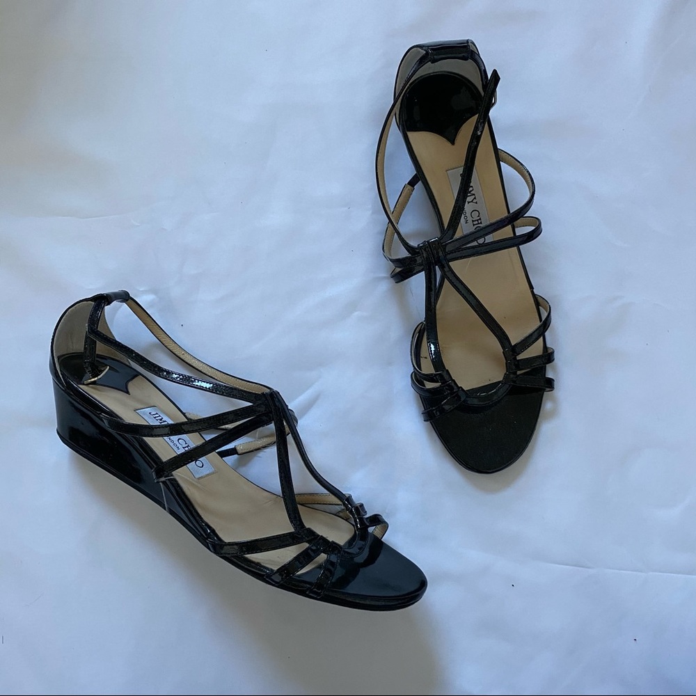 Jimmy Choo Michiko Black sparkle Wedge Sandals